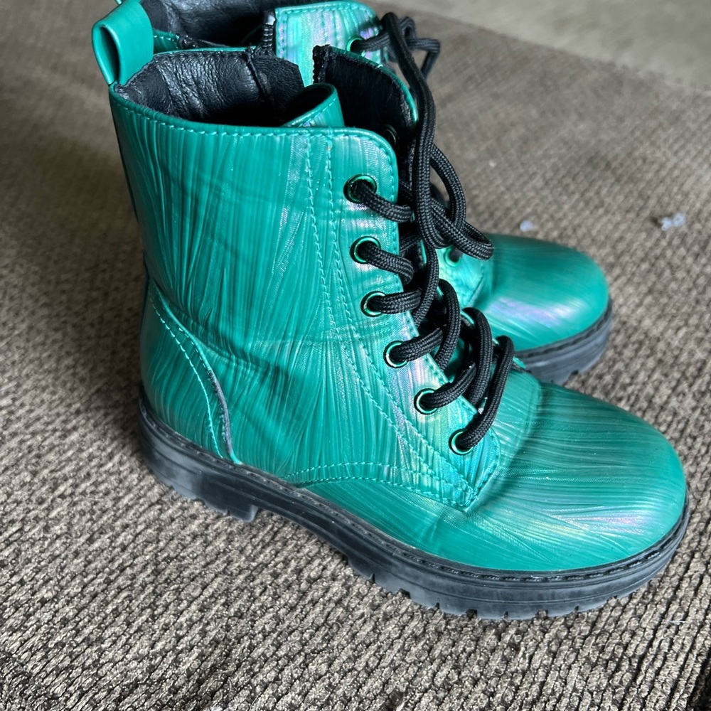 INC girls size 12 combat boots green